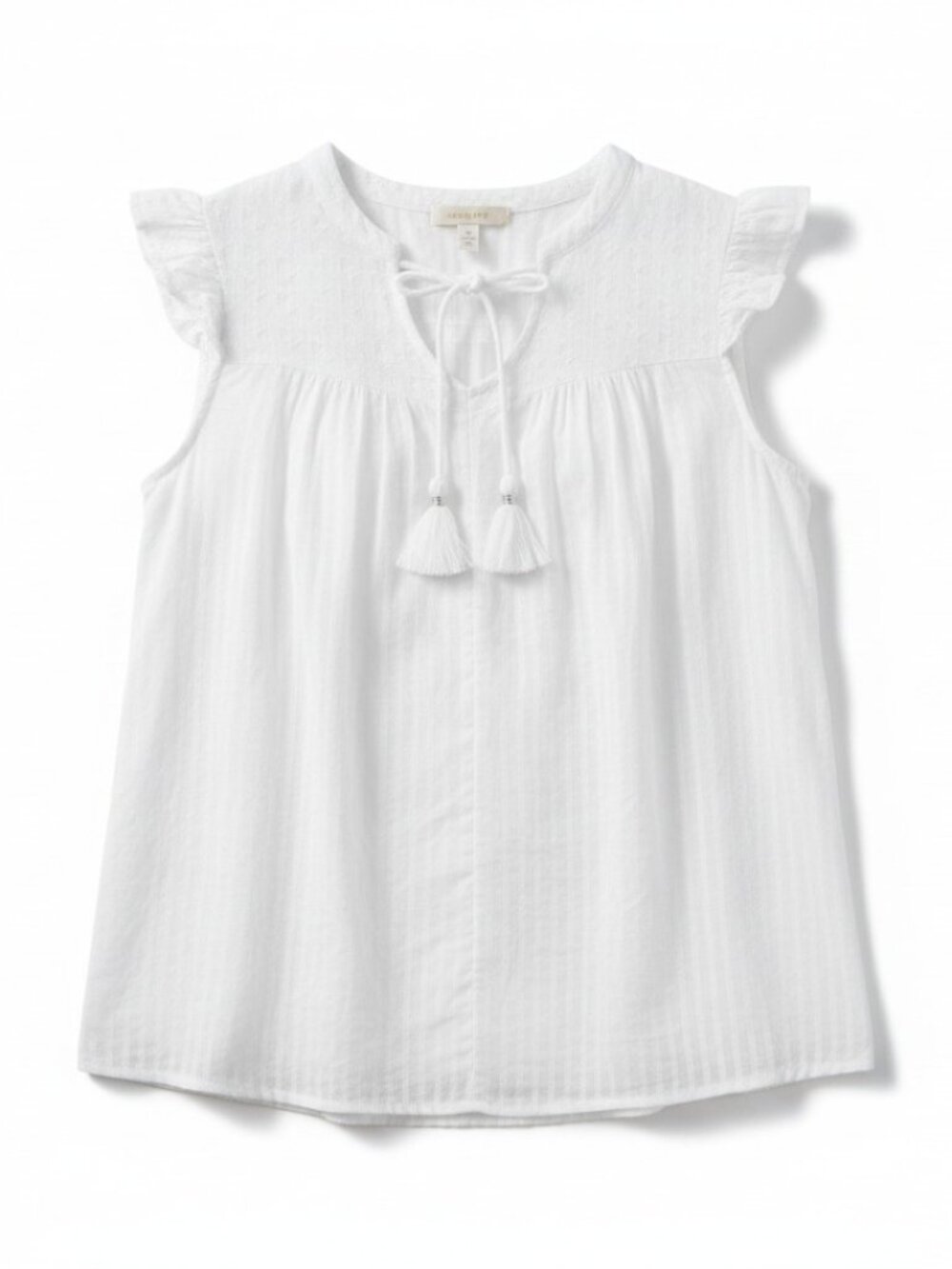 Jessica Simpson Juniors Size XS Ivory Ruffle Short Cap Sleeve Top